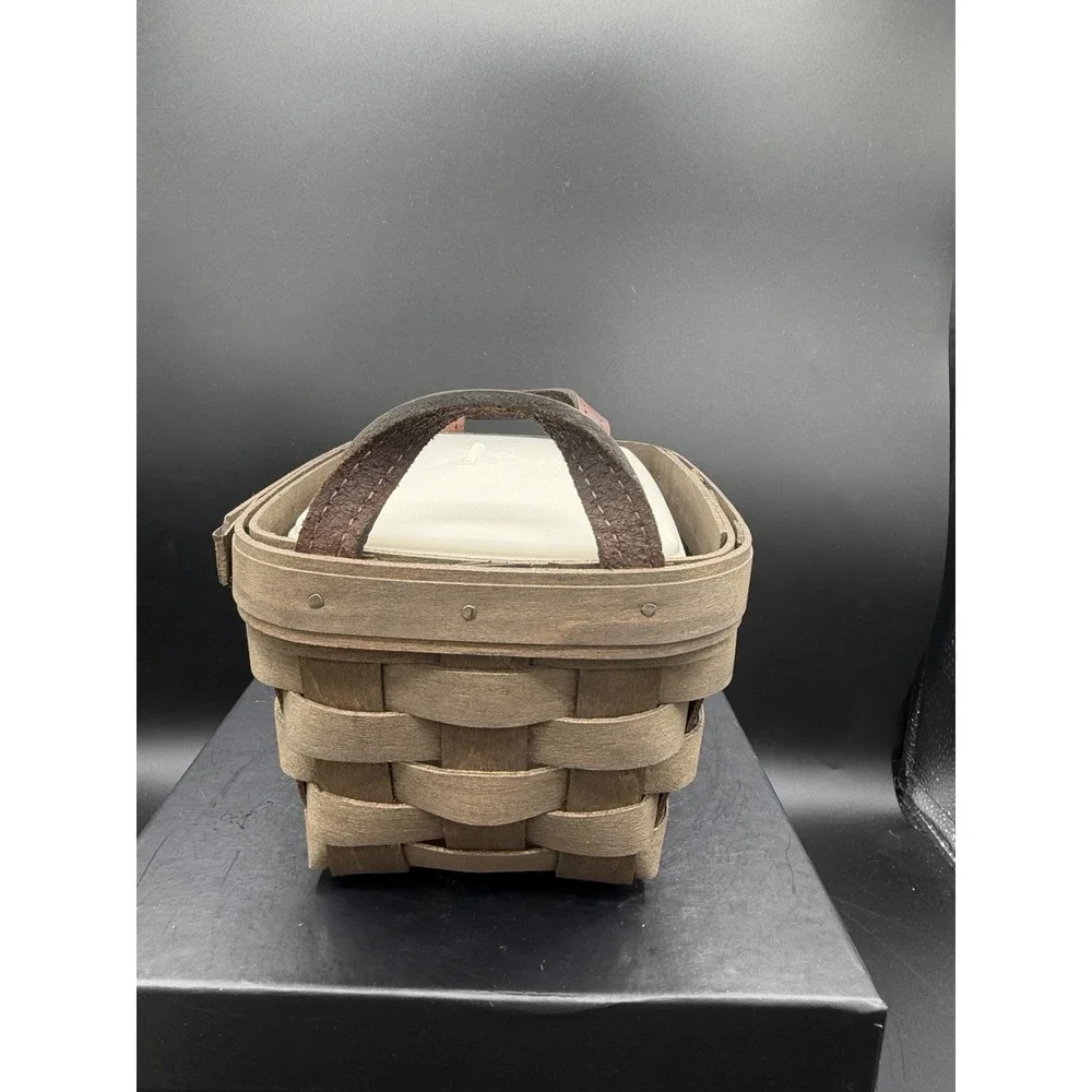 🧺 Longaberger 2007 Tea Basket Dark Brown☕W/ Hard Lidded Divided Protector 🍂